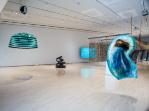 Installation view of Niloufar Fallahfar's MFA thesis exhibition at the Eli and Edythe Broad Art Museum, 2026